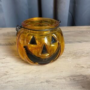 Jack-o'-Lantern Pumpkin Glass Candle‎ Holder Tea Light Halloween Home Decoration
